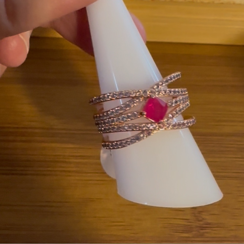 Elegant Rose Gold Ring with lab created Sapphire
